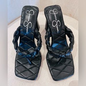 Jessica Simpson heel sandal braided leather in black